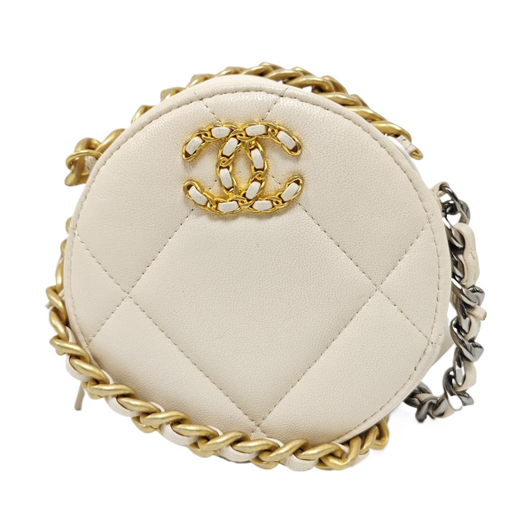 CHANEL 19 Small Quilted Lambskin White