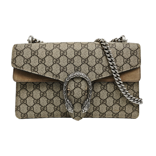 Dionysus Small Monogram Coated Canvas Beige
