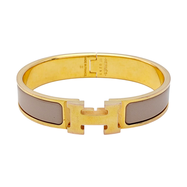 Clic H Metal Brown Bangle