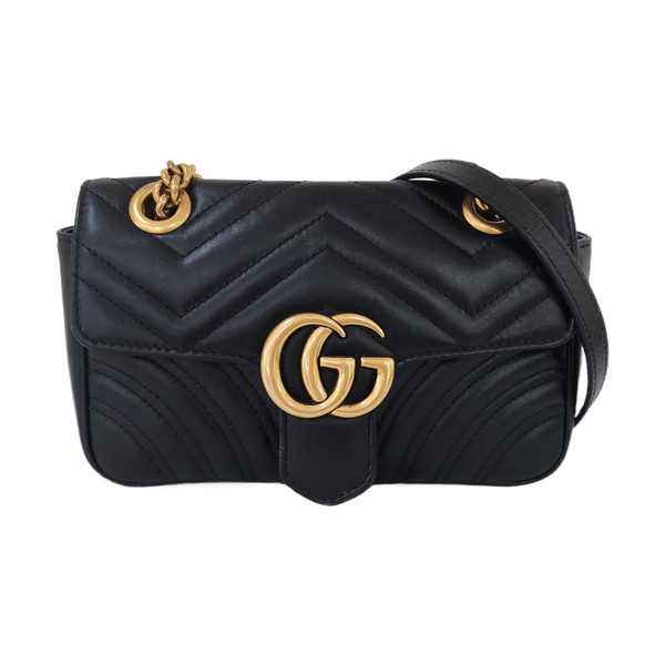 GG Marmont Small Quilted Calfskin Black