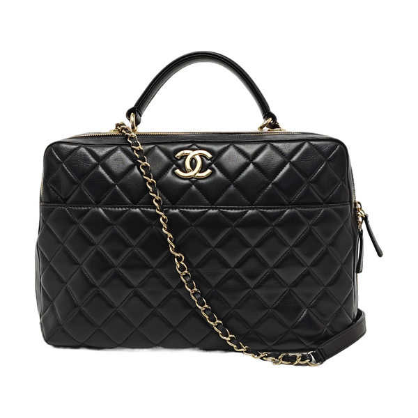 TRENDY CC Large Quilted Lambskin Black