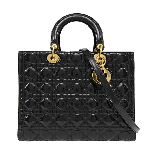 Lady Dior Large Patent Leather Black