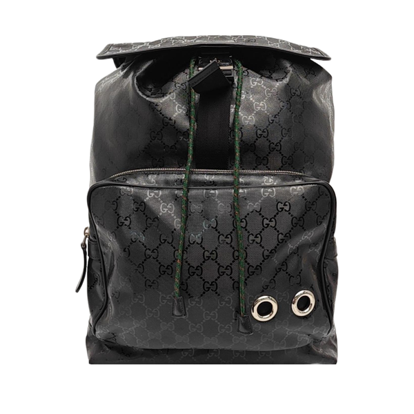 Monogram Coated Canvas Backpack Black