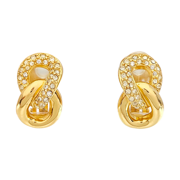 Twist Round Metal Gold Clip On Earrings