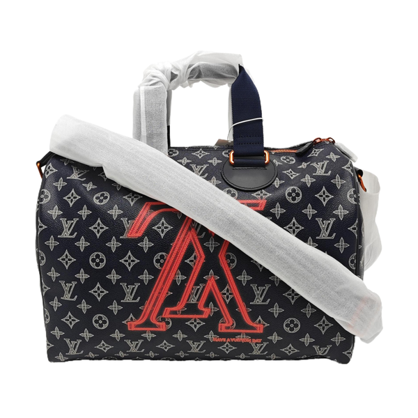 Coated Canvas Shoulder Bag Blue