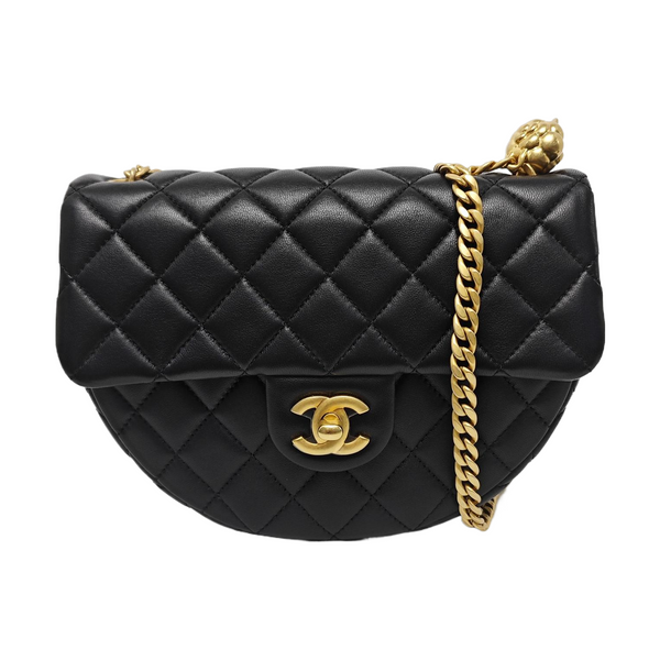 Quilted Lambskin Shoulder Bag Small Black