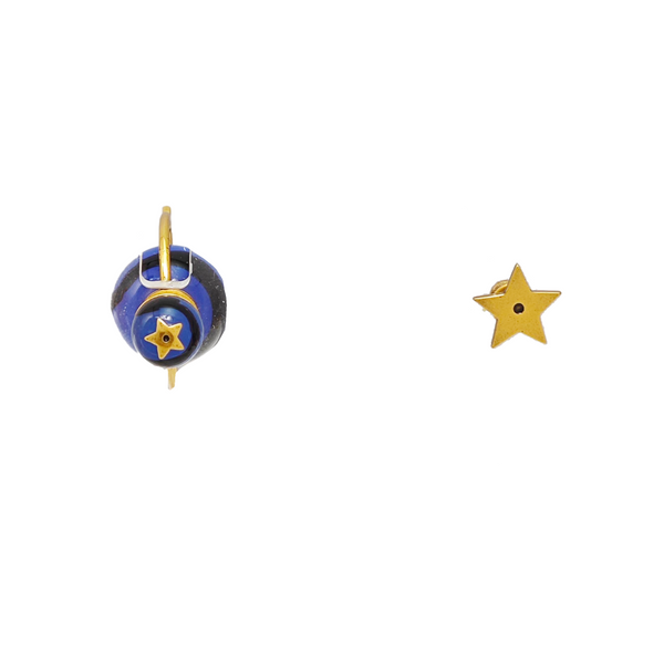 Metal Blue Stud Earrings