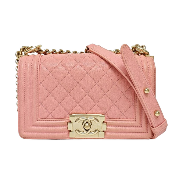 BOY CHANEL Mini Quilted Grained Calfskin Pink