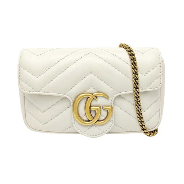 GG Marmont Mini Quilted Calfskin White