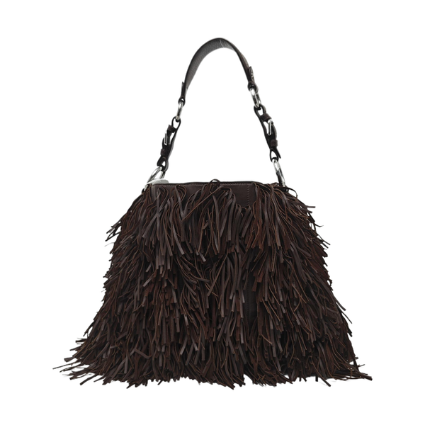 Lambskin Top Handle Bag Brown