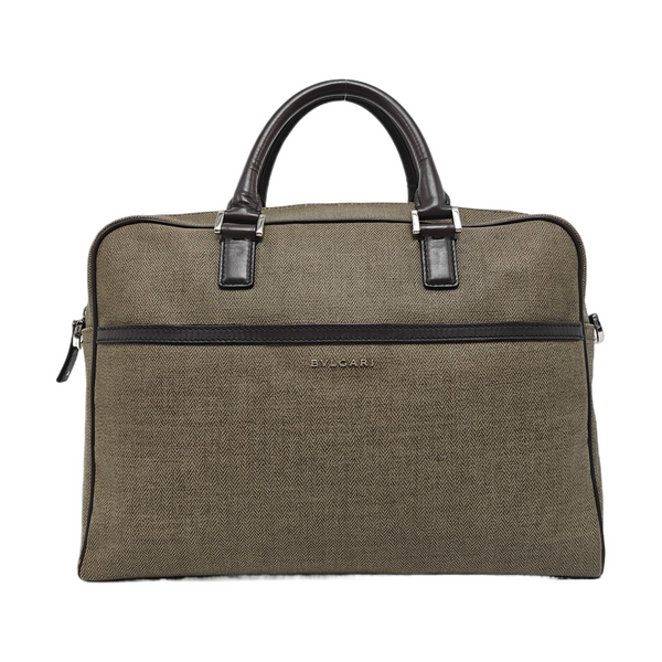 Coated Canvas Top Handle Bag Brown