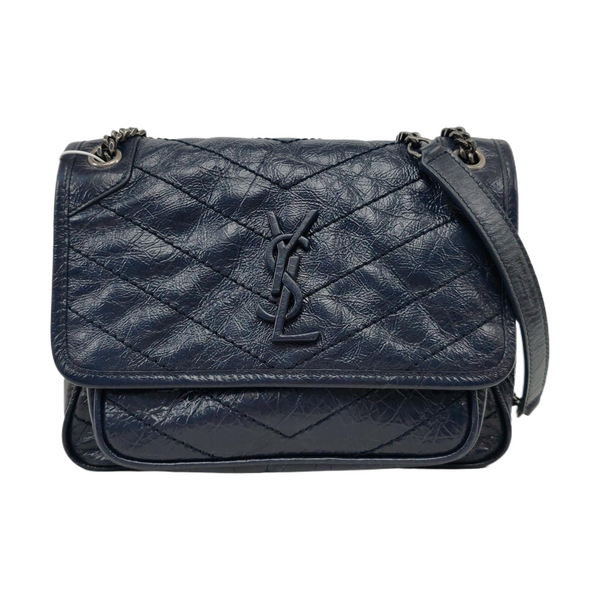 NIKI Small Chevron, Quilted Calfskin Gray