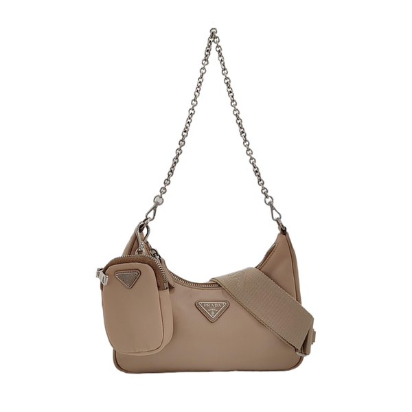 Authenticated pre-owned Re-Edition2005 Nylon Beige - Shoulder Bag at Looply