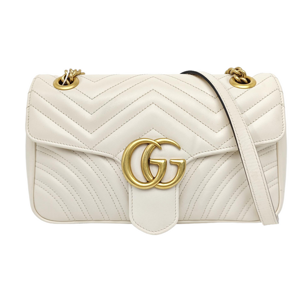 GG Marmont Medium Quilted Calfskin White