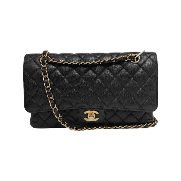CLASSIC FLAP Medium Quilted Grained Calfskin Black
