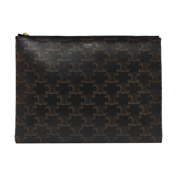 Coated Canvas Clutch Brown