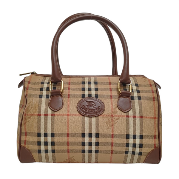 Coated Canvas Top Handle Bag Beige
