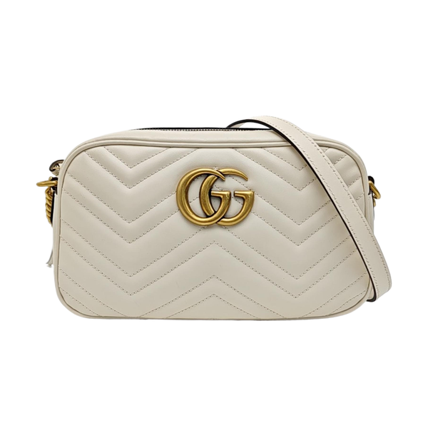 GG Marmont Small Quilted Calfskin White