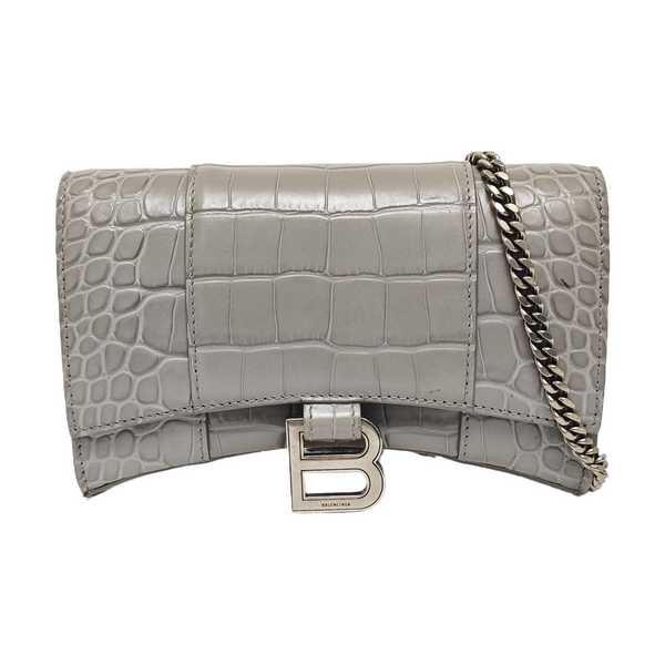 Hourglass Wallet On Chain Mini Calfskin Gray
