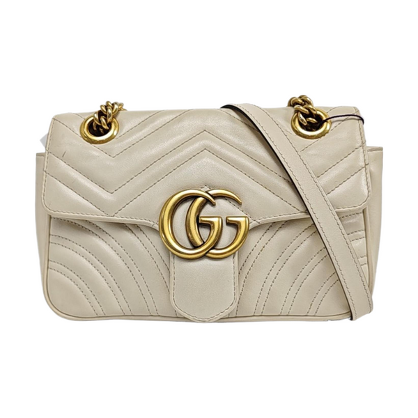 GG Marmont Small Quilted Calfskin White