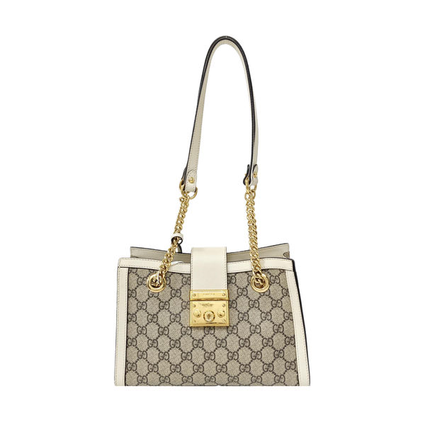 Padlock Small Monogram Coated Canvas Beige