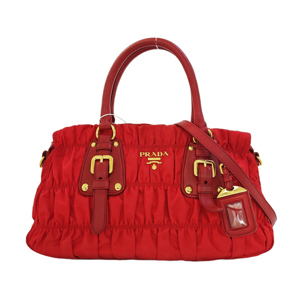 Quilted Nylon Tote Bag Red