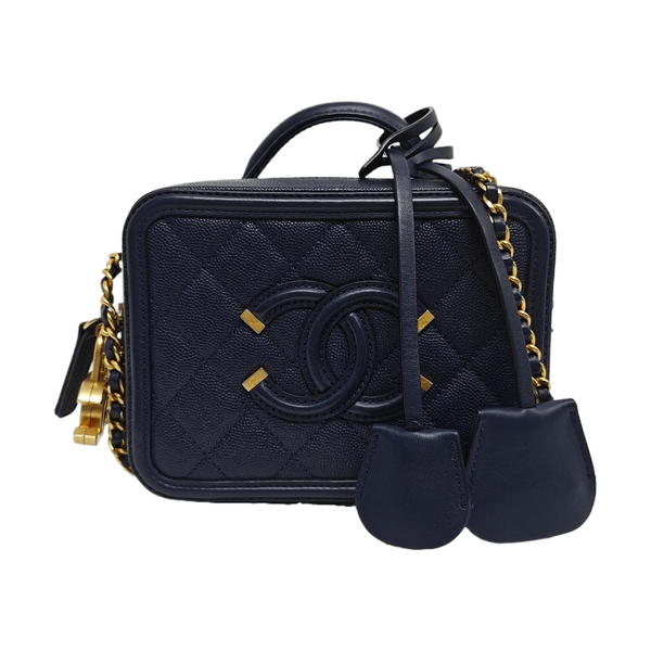 Authenticated pre-owned FILIGREE Small Quilted Grained Calfskin Blue - Shoulder Bag at Looply