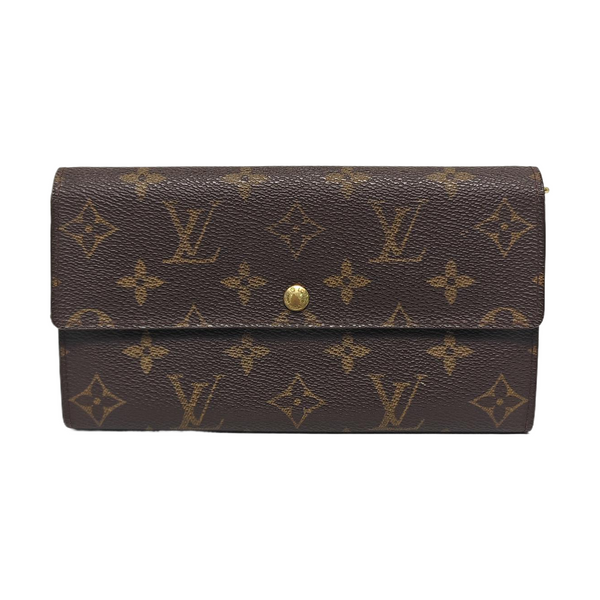 PORTE MONNAIE Monogram Coated Canvas Brown Wallet