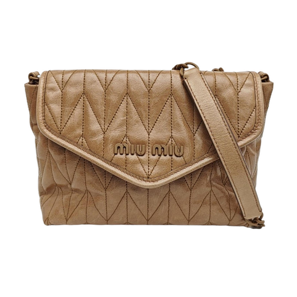 Quilted Calfskin Shoulder Bag Beige