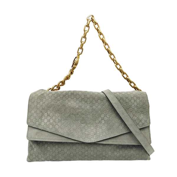 Monogram Suede Shoulder Bag Green