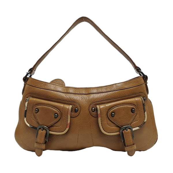 Quilted Calfskin Shoulder Bag Brown