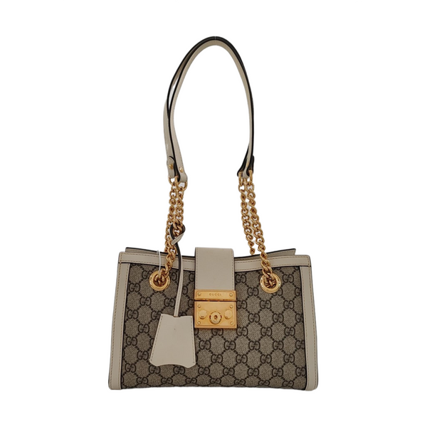 Padlock Small Monogram Coated Canvas Beige