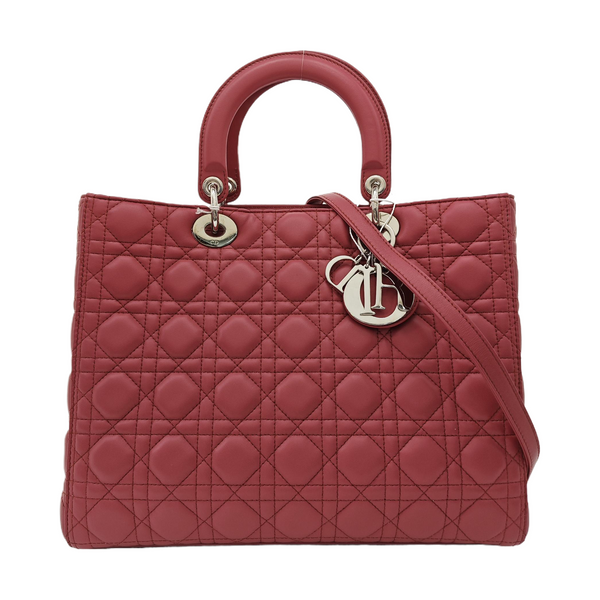 Lady Dior Large Cannage Lambskin Red