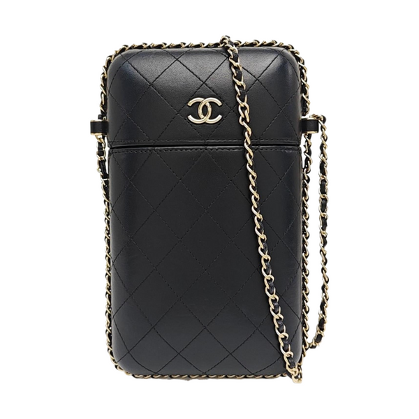 Quilted Lambskin Shoulder Bag Black