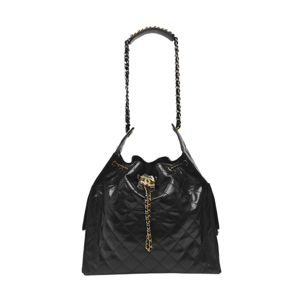 CHANEL 25 Medium Quilted Calfskin Black