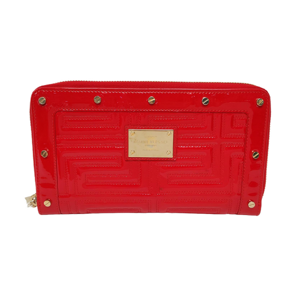 Quilted Patent Leather Wallet Red