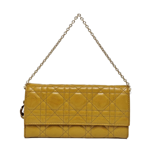 Lady Dior Small Cannage Patent Leather Yellow