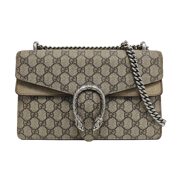 Dionysus Small Monogram Coated Canvas Beige