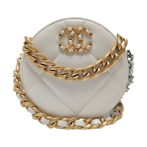 Authenticated pre-owned CHANEL 19 Quilted Lambskin White - Crossbody Bag at Looply