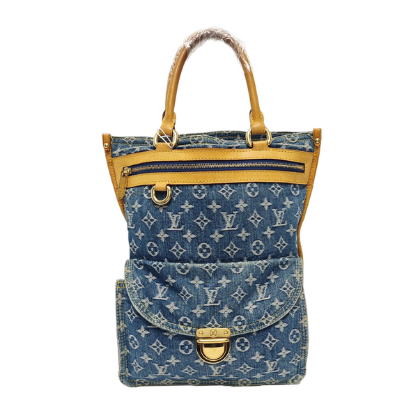 Monogram Denim Tote Bag Blue