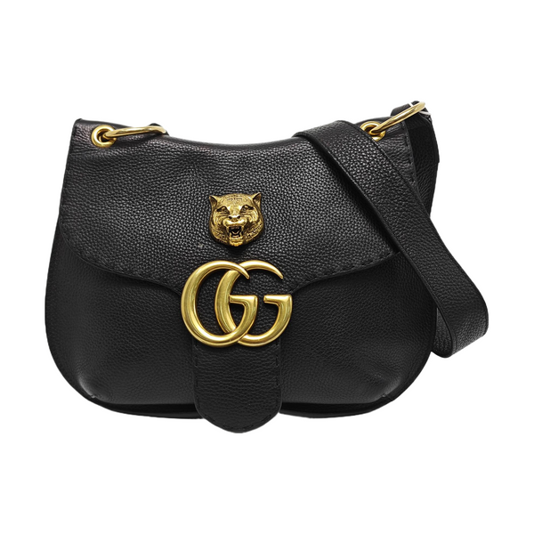 GG Marmont Animalier Large Calfskin Black