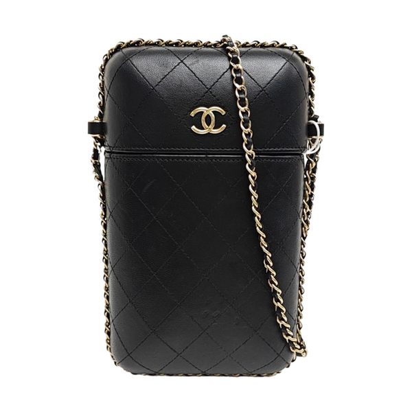 Quilted Lambskin Shoulder Bag Black