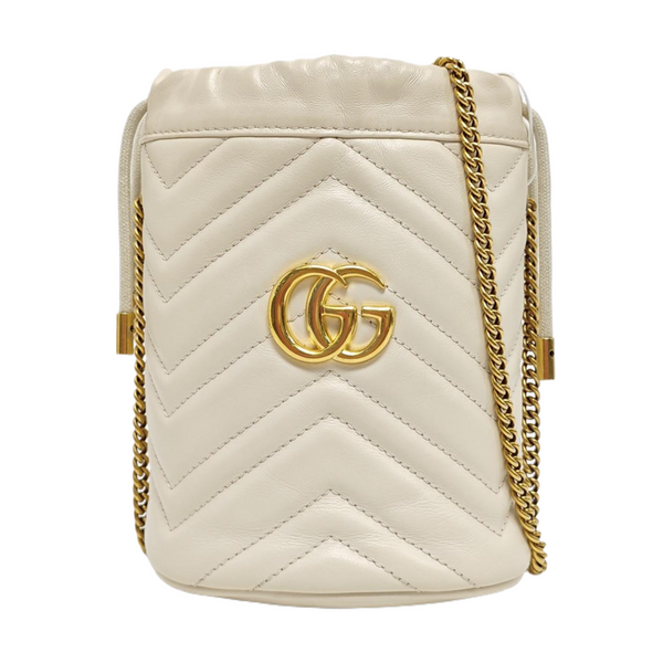 GG Marmont Mini Quilted Calfskin White