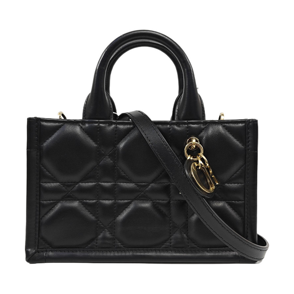 Mini Dior Book Tote Piel de becerro Macrocannage negra