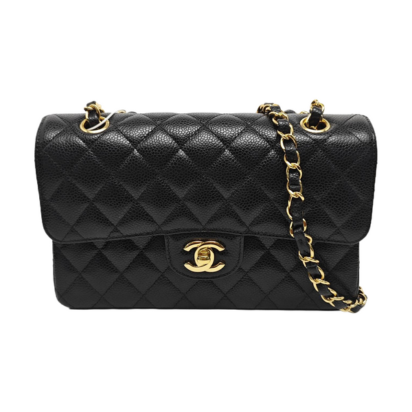 CLASSIC FLAP Small Quilted Grained Calfskin Black