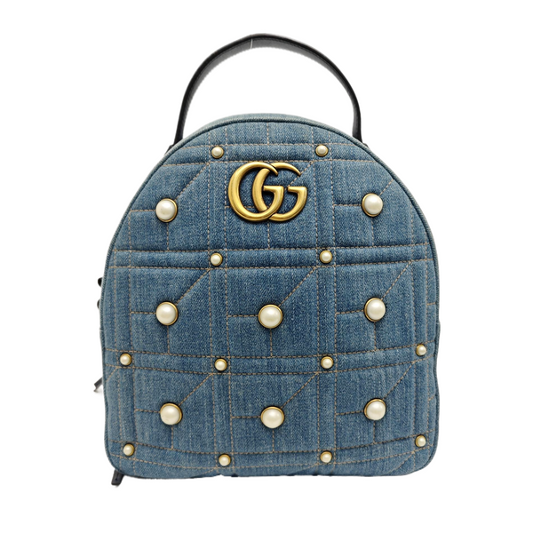 GG Marmont Small Quilted Denim Blue
