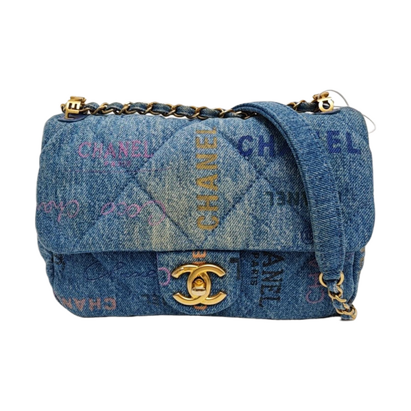 CLASSIC FLAP Mini Quilted Denim Blue