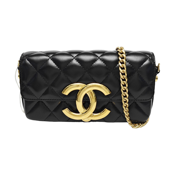 Quilted Lambskin Shoulder Bag Mini Black