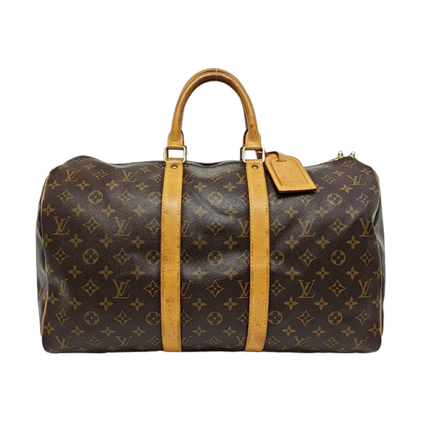 KEEPALL 45 Monogram Coated Canvas Brown