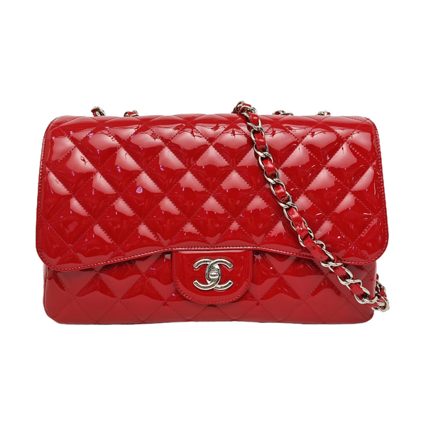 CLASSIC FLAP Jumbo Quilted Patent Leather Red